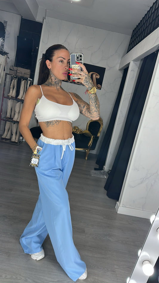 Pantalón palazo celeste