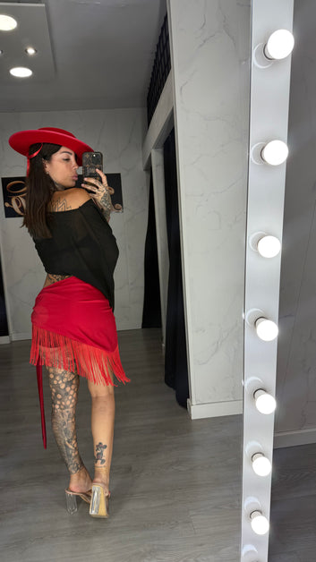 Falda pañuelo flecos