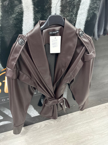 Chaqueta poli piel Juana chocolate