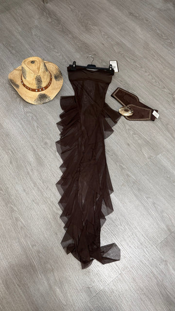 Vestido medusa marrón