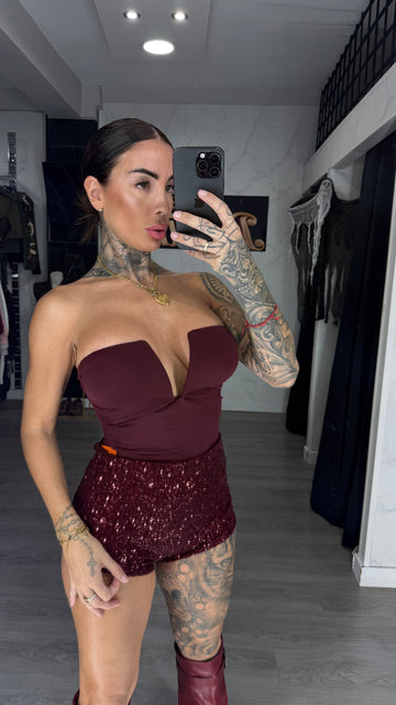 Culote lentejuelas  Burdeos