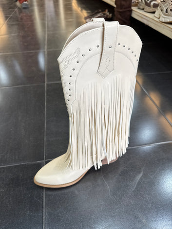 Botas, flecos beige