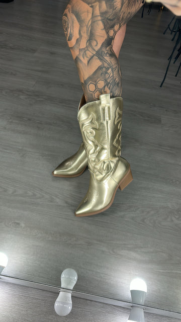 botas Cowboy dorada