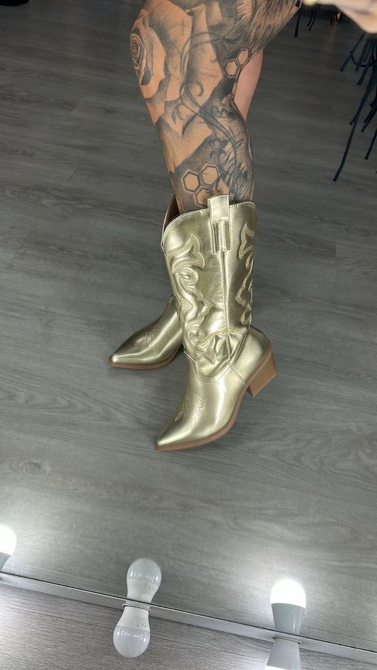 botas Cowboy dorada