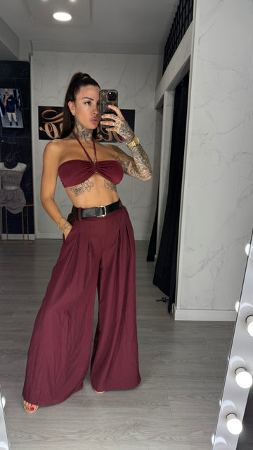 Pantalón palazo Burdeos