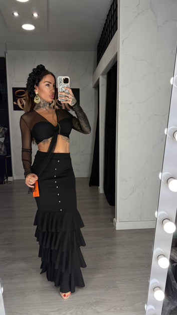 Falda flamenca negra