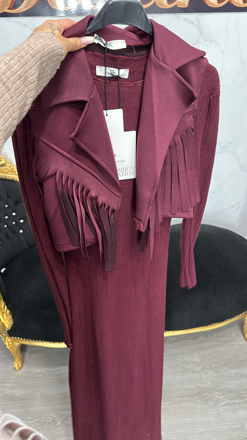 Vestido fleco Burdeos