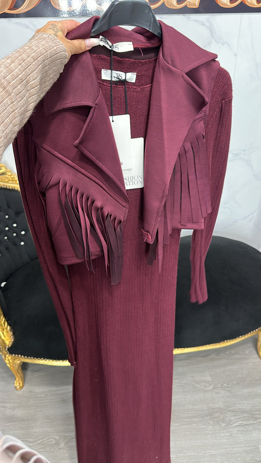 Vestido fleco Burdeos