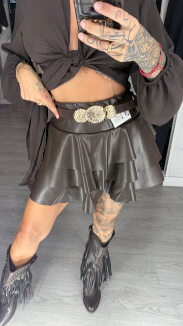 Falda polipiel marrón