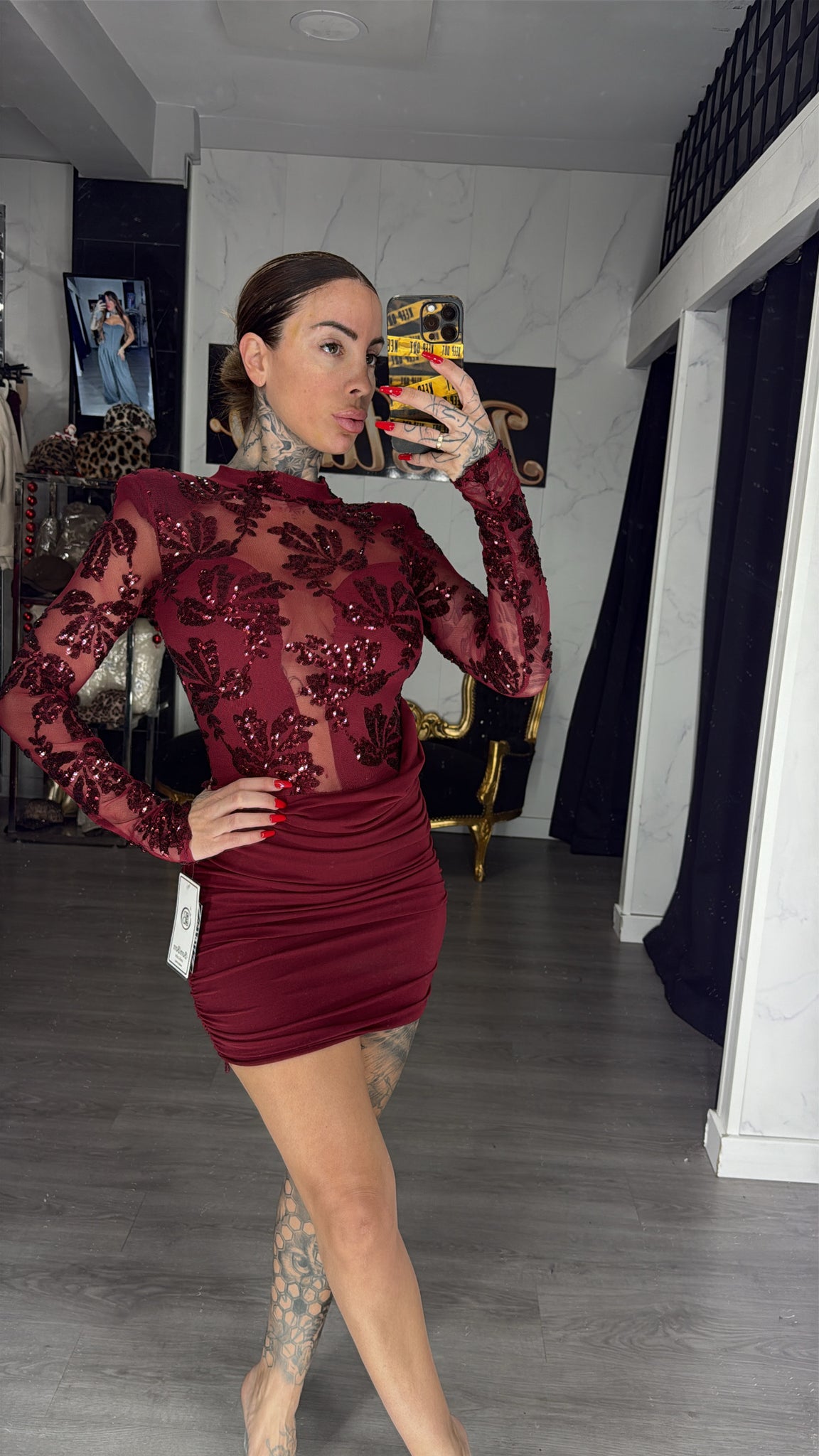 Vestidos romántico, Burdeos