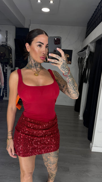 Vestido lentejuelas rojo