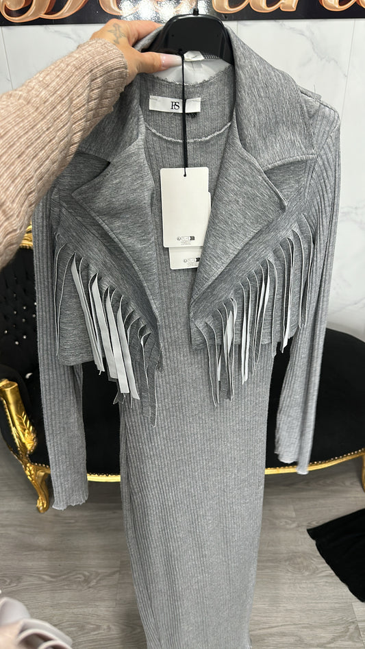 Vestido fleco, gris