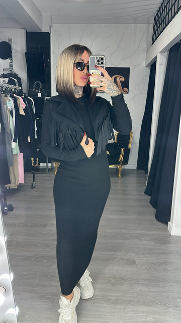 vestido flecos