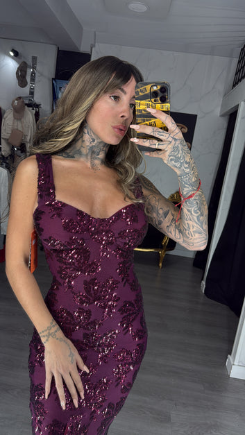 Vestido party burdeos