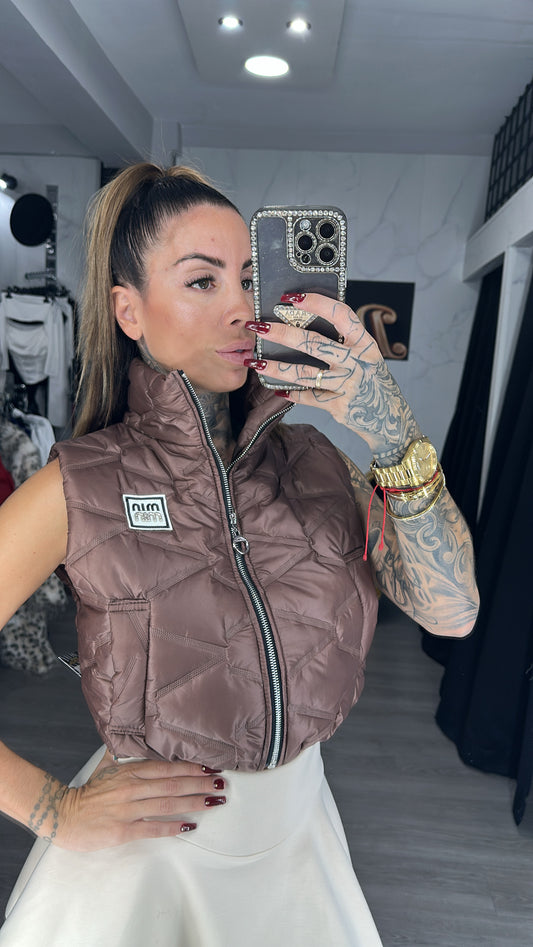 chaleco miu marrón