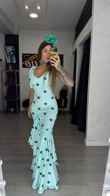 Vestido lunares turquesa