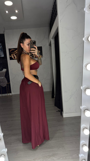 Pantalón palazo Burdeos