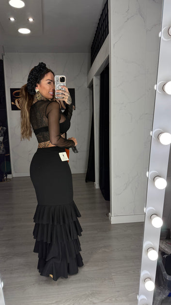 Falda flamenca negra