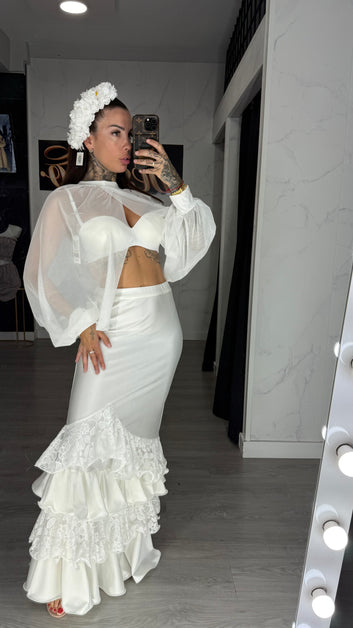 Falda flamenca blanca