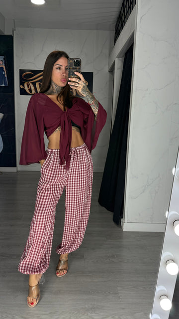 Pantalón vichy Burdeos