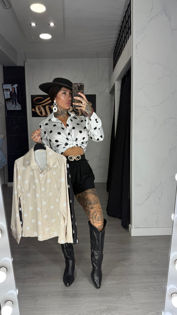 Camisa lunares  crema