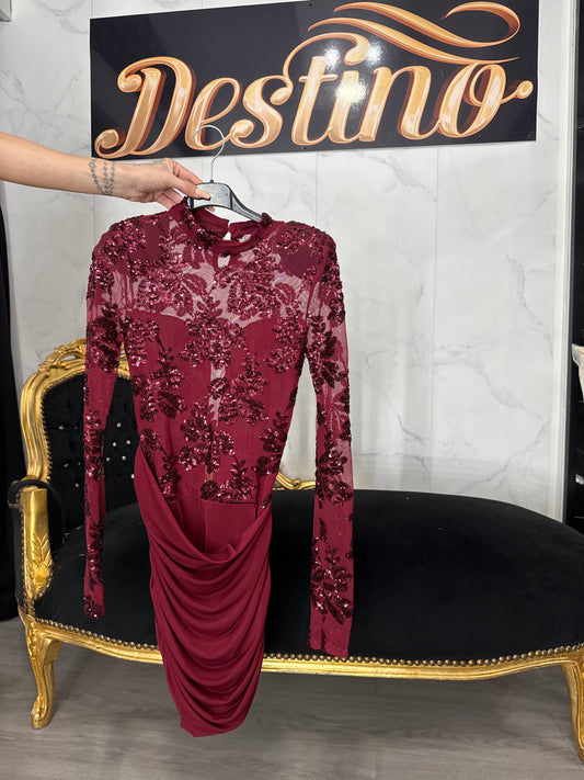 Vestido shine burdeos