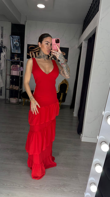 Vestido volante rojo