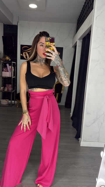 Pantalón lazo fucsia