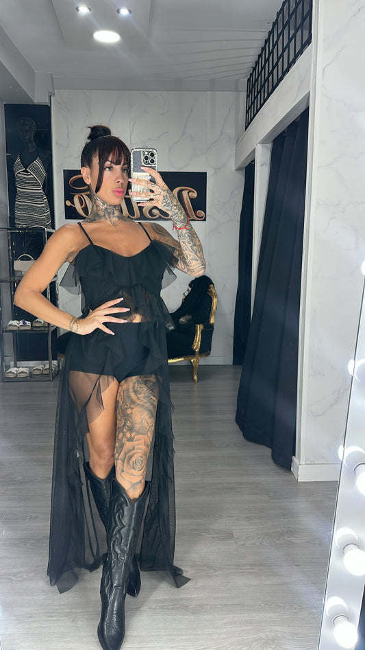 Camiseta volante negra