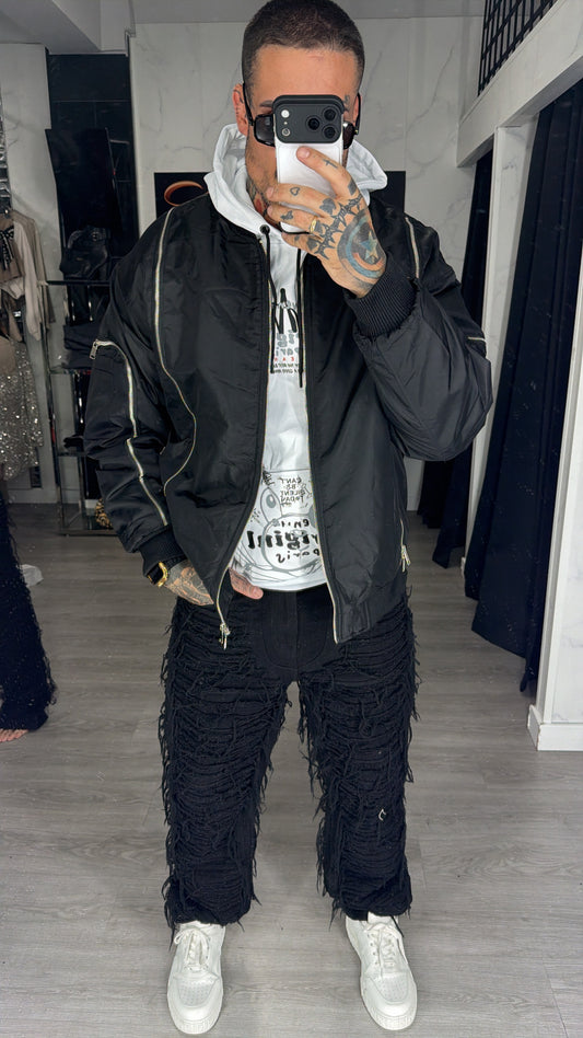 bomber cremallera negra