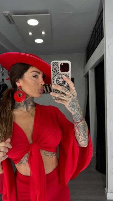 Camisa, transparente roja