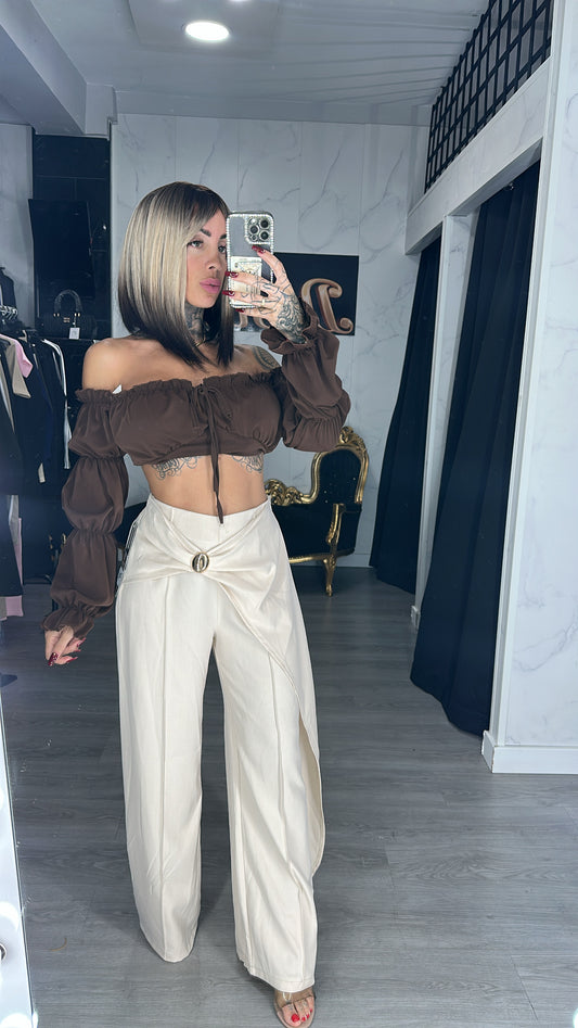 pantalón chapa beige