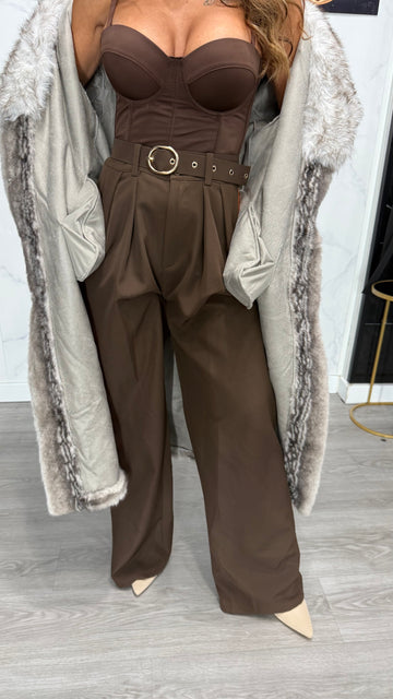 Pantalón pinza marrón