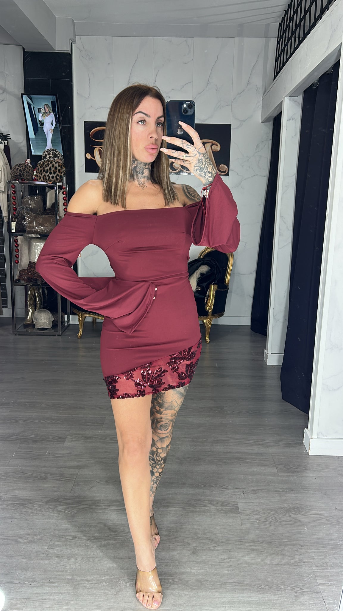 Vestido carmen burdeos