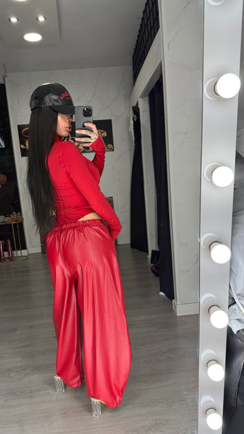 Pantalón cuero rojo