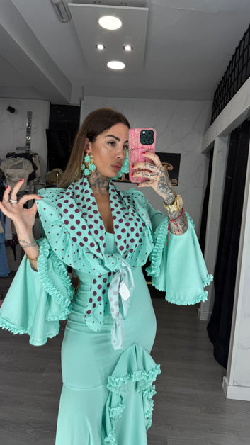 Vestido y pañuelo  turquesa