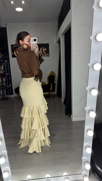 Falda sevillana beige