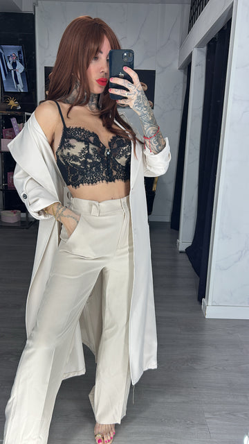 Pantalón pinza beige