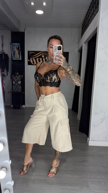 Pantalón bolsillo beige