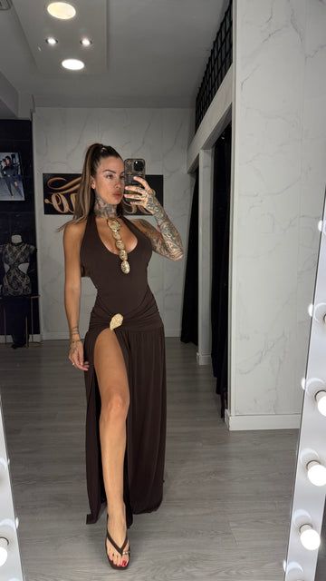 Vestido concha marrón