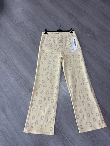 Pantalón limón brillos