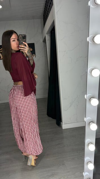 Pantalón vichy Burdeos
