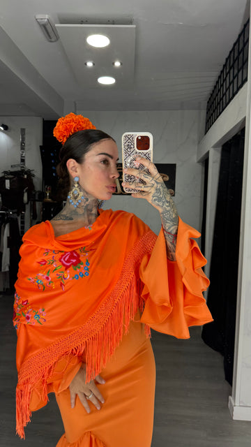 Pañuelo naranja flores