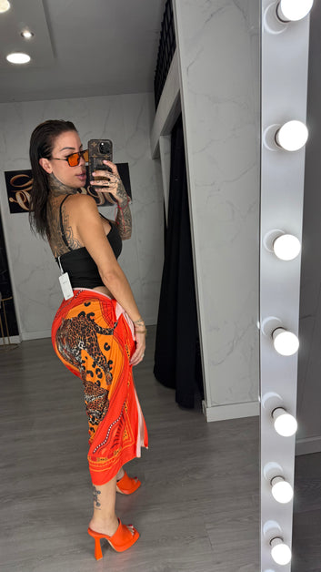 Falda pañuelo naranja