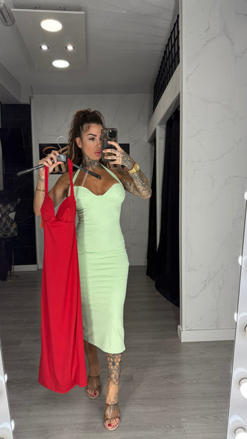 Vestido copa rojo