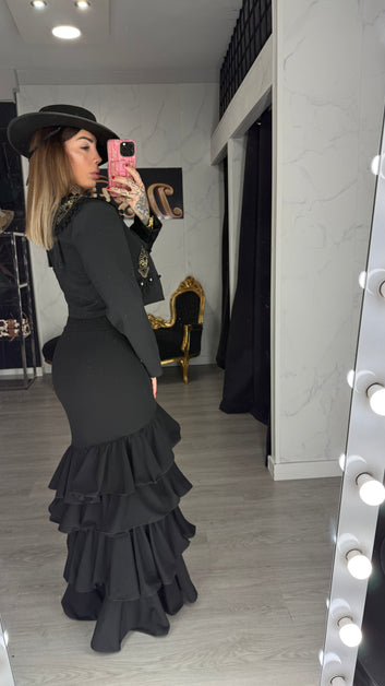 Falda flamenca negra