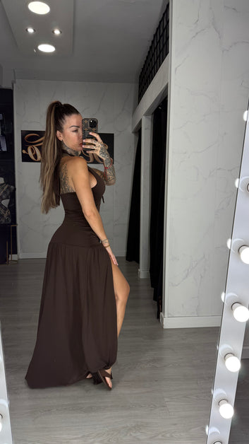 Vestido concha marrón