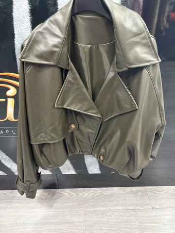 Bomber poli piel verde