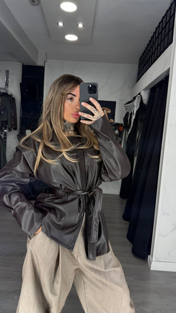 Blazer poli piel marrón
