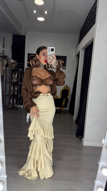 Falda sevillana beige